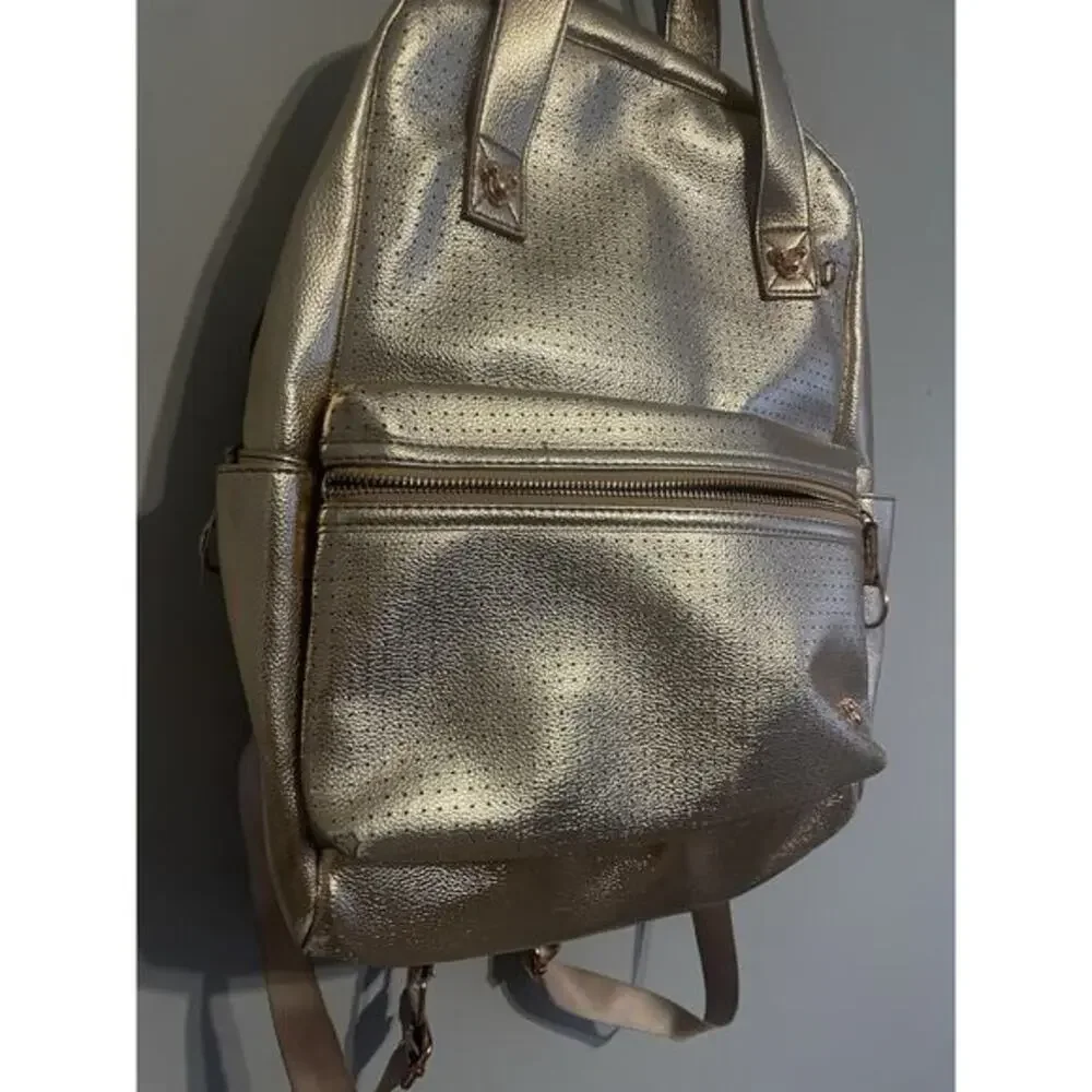 Disney Rose Gold Mickey Mouse Icon Flair Backpack Top‎ Handle Strap Pockets Used